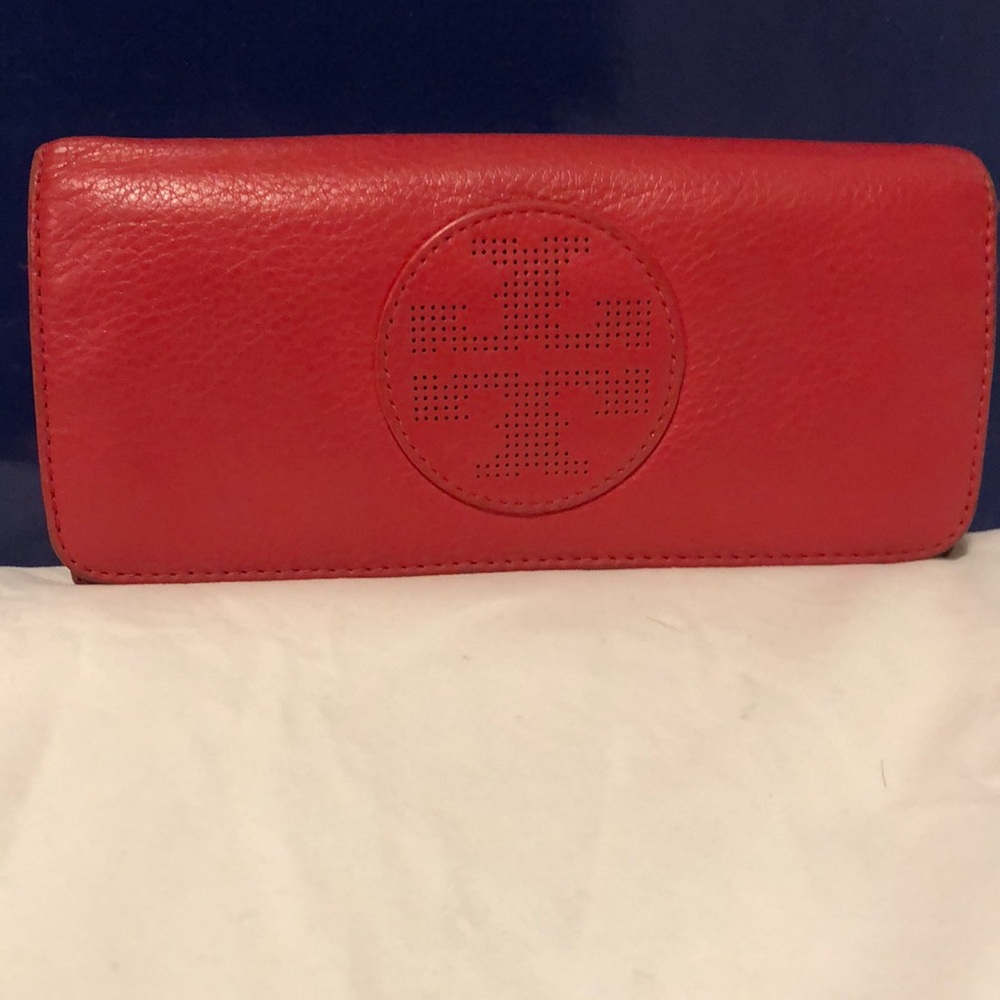 Tory Burch gently used red leather wallet